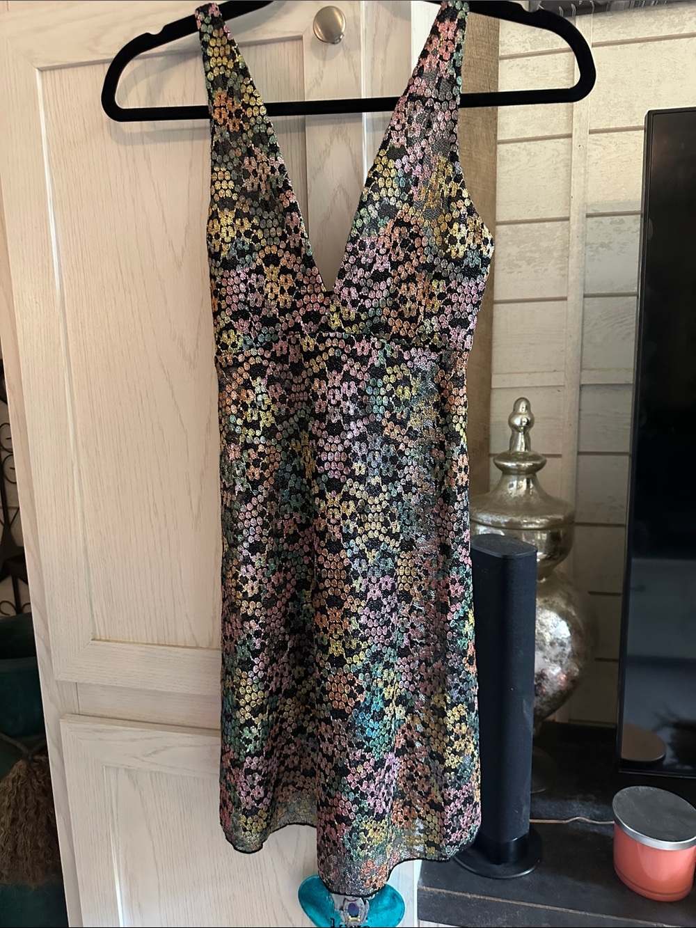 Spell Multi-Color Sequin V-Neck Mini Dress
